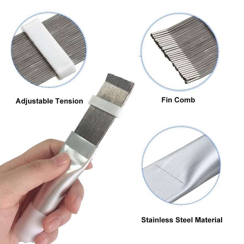 BangBoom 3 Styles Air Conditioner Condenser Fin Cleaning Brush, Premium Stainless Steel Fin Comb, Refrigerator Coil Cleaning Whisk Brush and Multifunction Plastic Brush Accessory (3PCS) - Image 4